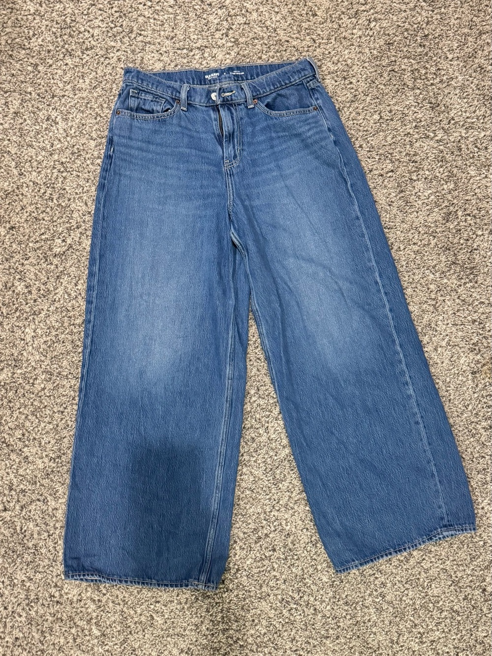 Old Navy High Rise Baggy Wide Leg Jeans dark Wash Size 8